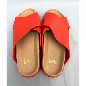 Beek Orange Leather Crisscross Strap Slide Sandals Women’s US Size 8